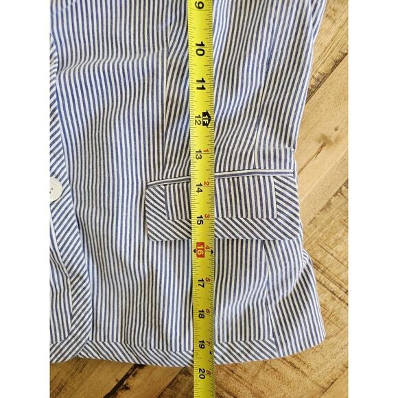 Tahari Women's Seersucker Striped Blazer & Skirt Set Size 4P Career Coastal - Picture 10 of 16